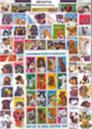Kutyák 150 klf. bélyeg, a csomagban 2  db blokk és 5 komplett sorozat