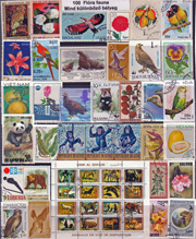 Flóra és fauna-100 klf. bélyeg, a csomagban 9 klf. sorozat