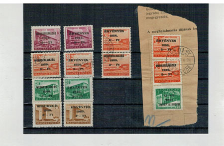 1. MEGHATALMAZÁS és ÉRVÉNYES  felülnyomott bélyegek (1950-1960)
