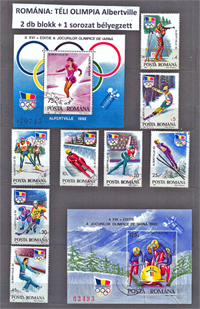 1. ROMÁNIA:  1992, Téli olimpia játokok - ALBERTVILLE, bélyegzett 2 db blokk és 1 sorozat