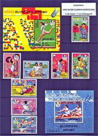 1. ROMÁNIA: 1992. Nyári olimoiai játékok - BARCELONA bélyegzett 2 db blokk és 1 sorozat
