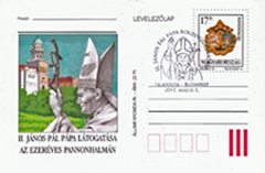 2011.  II. János Pál pápa boldoggá  avatására alkalmi bélyegzővel levelezőlap