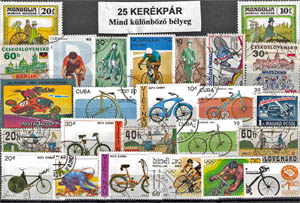 Kerékpárok-25 klf. bélyeg