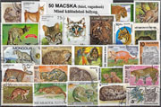 Macskafélék (házi, ragadozó) - 70 klf.  bélyeg, a csomagban 1 komplett sorozat és 1 db blokk 
