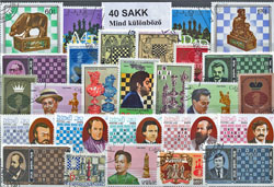 Sakk-40 klf. bélyeg, a csomag 1 postatiszta 1974. Sakk sor is van és 1 db bélyegeztt 1992. évi . Román Sakk blokk