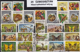 Üzbegisztán 21 klf. motívum bélyeg és 1  db magas  katalógus értékű blokk