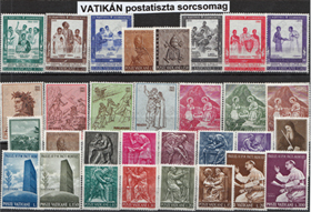 VATIKÁN, postatiszta bélyegekből sorcsomag