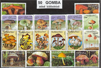 Gombák-50 klf. bélyeg, a csomagban 3 komplett sorozat 