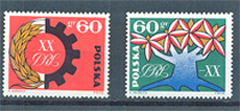 1964. 20 éves a lengyel köztársaság 2 érték bélyeg