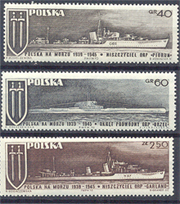 1970. Tengeri hajók 1939-1948 között, 3 érték bélyeg