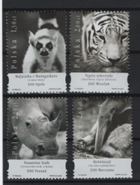 2005. Zoológiai kertek 4 érték bélyeg biztonsági fogazással