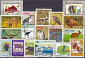Állatok (négylábú, hal, madár, stb.)-25 klf. bélyeg