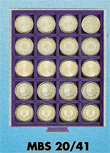 MBS érmés doboz (20 keretes)   műanyag átlátszó fedéllel alumínium bőröndhöz