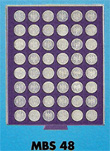 MBS érmés doboz (48 keretes) műanyag átlátszó fedéllel alumínium bőröndhöz