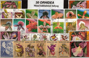 Orchideák-25 klf. bélyeg, a csomagban 2 komplett sorozat